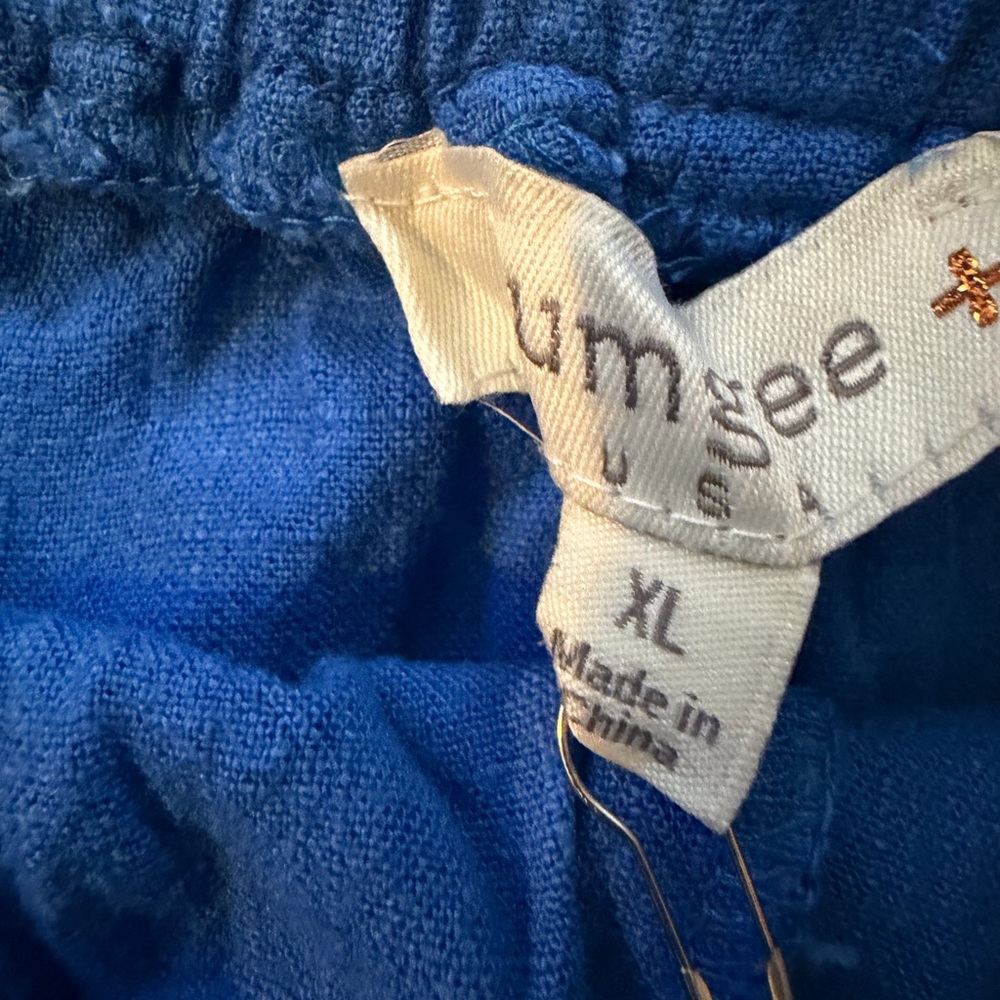 Umgee Cobalt Blue Double-Layer Frayed Hem Drawstring Shorts - Picture 3 of 5